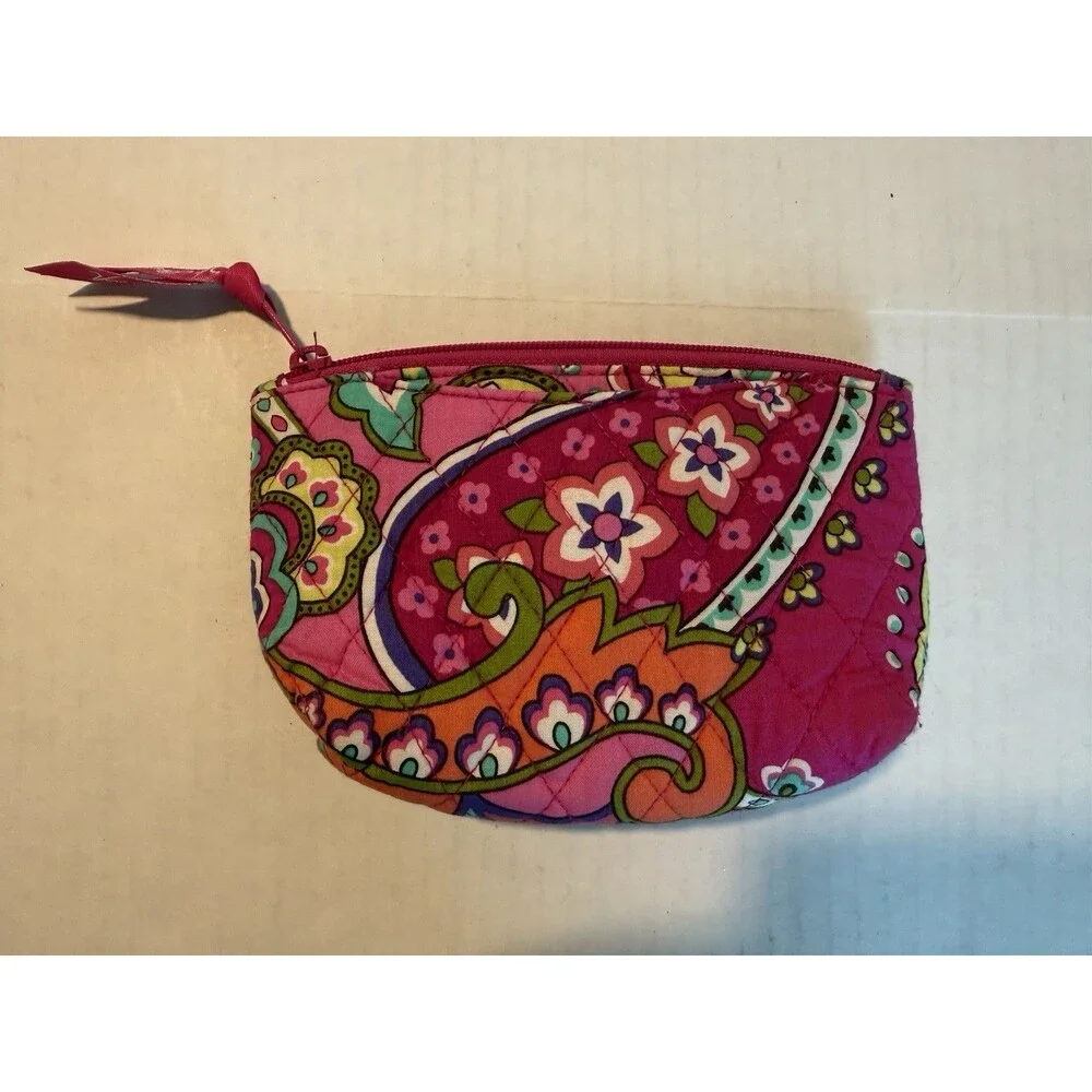 Vera Bradley Set‎ Of Two Makeup Travel Bags Floral Vibrant Quilted Fabric $8 Ea